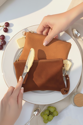 Suede Wristlet Pouch