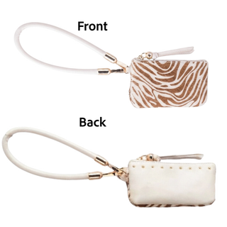 Safari Wristlet: Genuine Calf Hair Zip Pouch with Wrist Strap