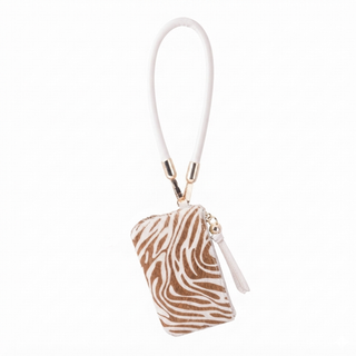 Safari Wristlet: Genuine Calf Hair Zip Pouch with Wrist Strap