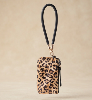 Safari Wristlet: Genuine Calf Hair Zip Pouch with Wrist Strap