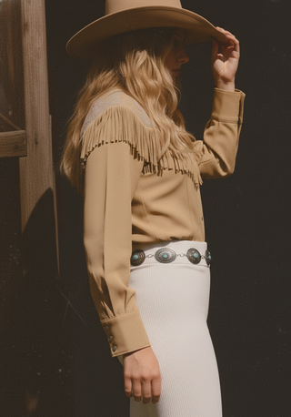 Western Silver Turquoise Concho Chain Belt