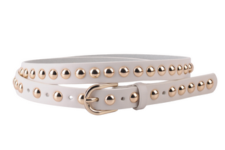 Skinny Round Studded Leather Belt