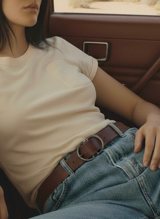 Double D-Ring Women's Leather Belt