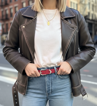 Boho Triangular Buckle Leather Belt Set