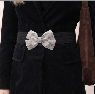 Rhinestone Bow Stretch Belt