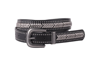 Chevron Stud-Lined Leather Belt