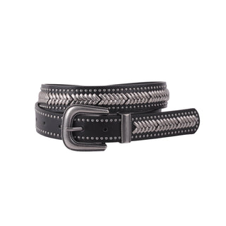 Chevron Stud-Lined Leather Belt