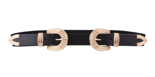 Gold Double Buckle Stretch Belt