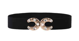 Double C Rhinestone Stretch Belt