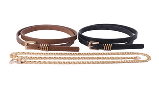 3-Piece Faux Leather Chain Belt Set