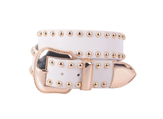 Gold Stud Lined Belt with Western Style Buckle