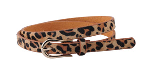 Skinny Cheetah Print Belt with Equestrian Clasp