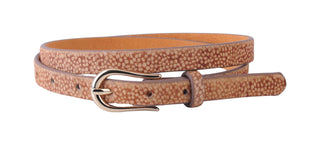 Skinny Spotted Calf Hair Belt with Equestrian Clasp