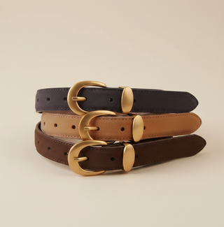 Suede Belt with Gold Curve Buckle