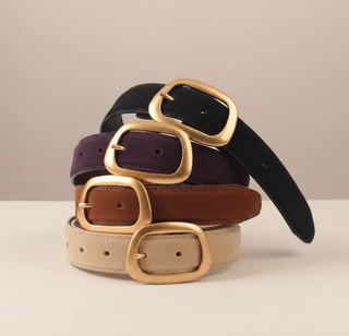 Suede Belt with Organic Shape Buckle