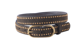 Stud-Lined Suede Belt