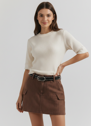 Stud-Lined Suede Belt