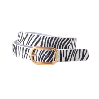 Animal Print Belt with Rectangular Buckle