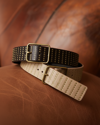 Stud-Covered Leather Belt