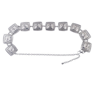 Antique Silver Oval Concho Chain Belt