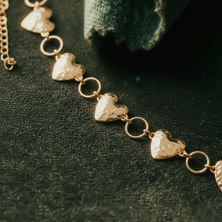 Natural Hammered Heart Ring Chain Belt
