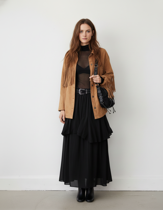 Scalloped Black Western Belt