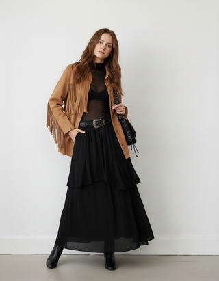 Scalloped Black Western Belt