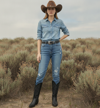 Scalloped Black Western Belt