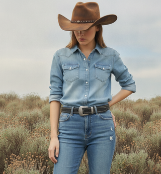 Scalloped Black Western Belt