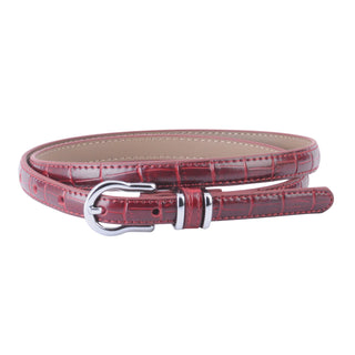 Skinny Croco Belt with Silver Equestrian Buckle