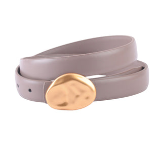 Stitched Clean Leather Belt with Asymmetrical Buckle