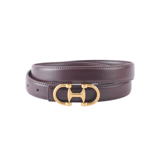 Stitched Clean Leather Belt with Horsebit Buckle - Ships by December 22nd