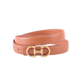 Stitched Clean Leather Belt with Horsebit Buckle - Ships by December 22nd