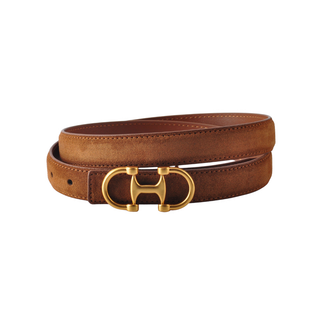Stitched Clean Leather Belt with Horsebit Buckle