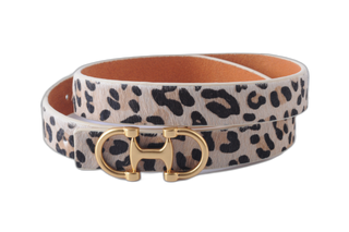 Stitched Clean Leather Belt with Horsebit Buckle