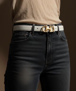 Stitched Clean Leather Belt with Horsebit Buckle