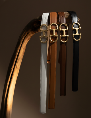 Stitched Clean Leather Belt with Horsebit Buckle