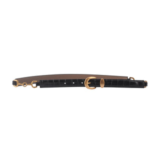 Skinny Croco Belt with Gold Hardware