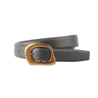 Stitched Clean Leather Belt with Asymmetrical Buckle