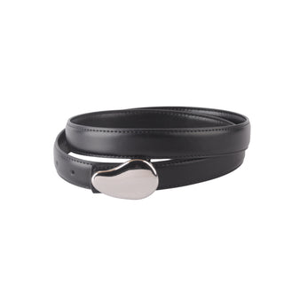 Napa Leather Belt with Silver Bean Buckle