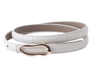 Skinny Croco Belt with Thin Asymmetrical Buckle
