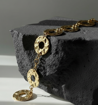 Brushed Gold Donut Link Chain Belt