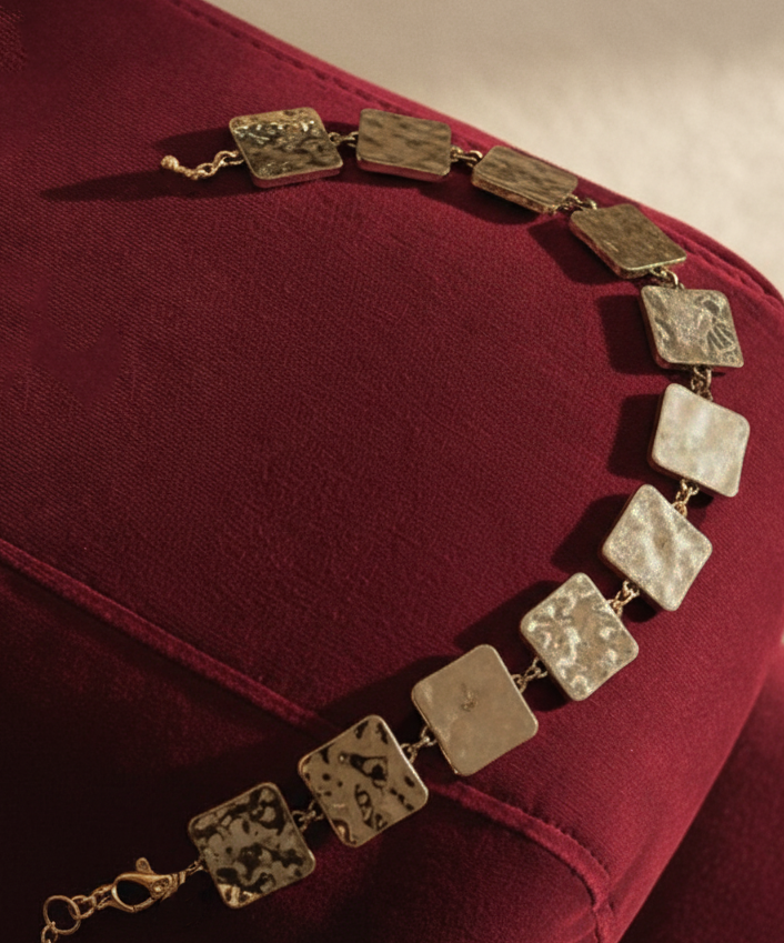 Hammered Gold Square Chain | mostwantedusa