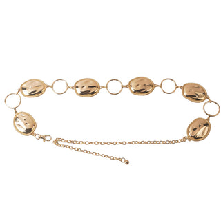 Brushed Gold Pebble Chain Belt with Circle Links