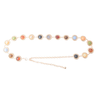 Candy Crystal Multicolor Gold Chain Belt