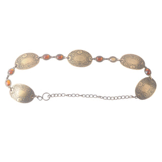 Antique Brass Medallion Belt with Amber Accents