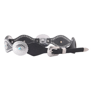 Maximalist Silver Concho Western Buckle Leather Belt