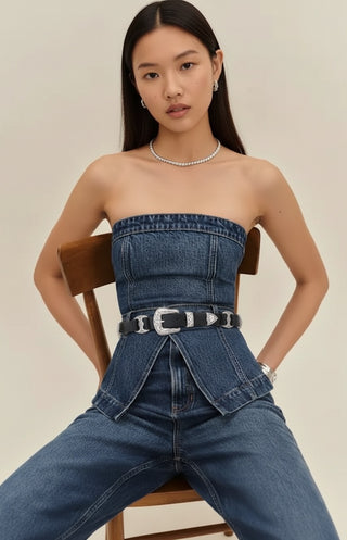 Grunge Silver Heart Concho Leather Belt