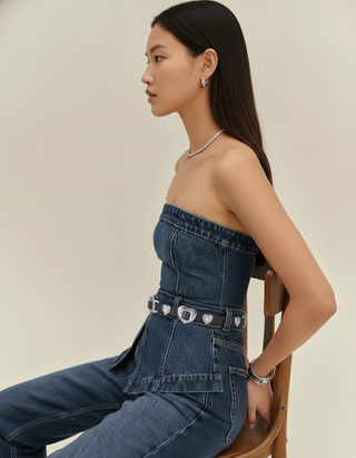 Grunge Silver Heart Concho Leather Belt