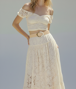 Two Toned Pearl Metallic Raffia Belt